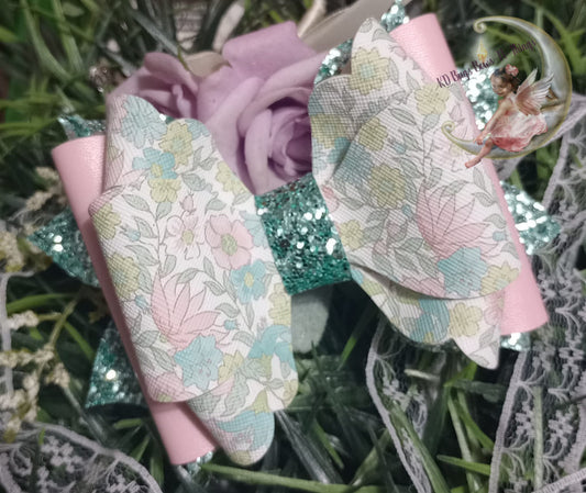 Aqua and pink floral