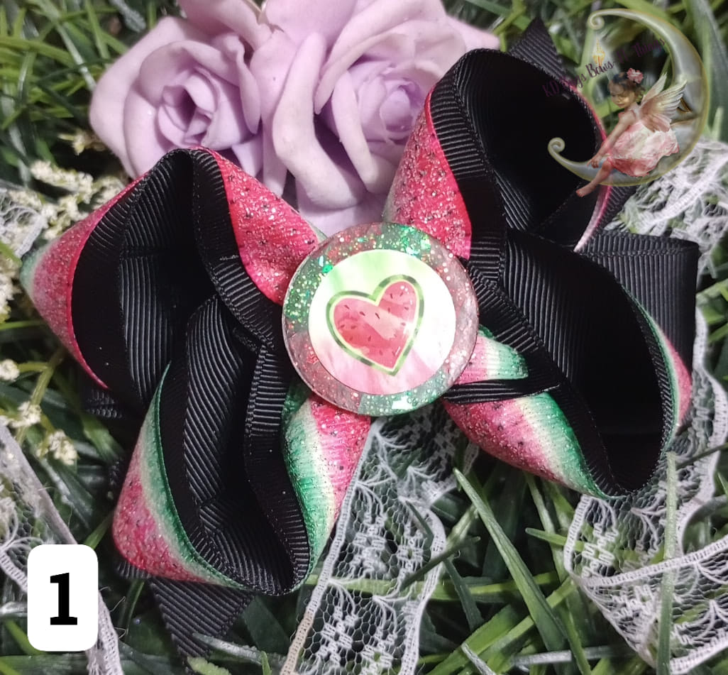 Choose your center Red toned watermelon ribbon bow