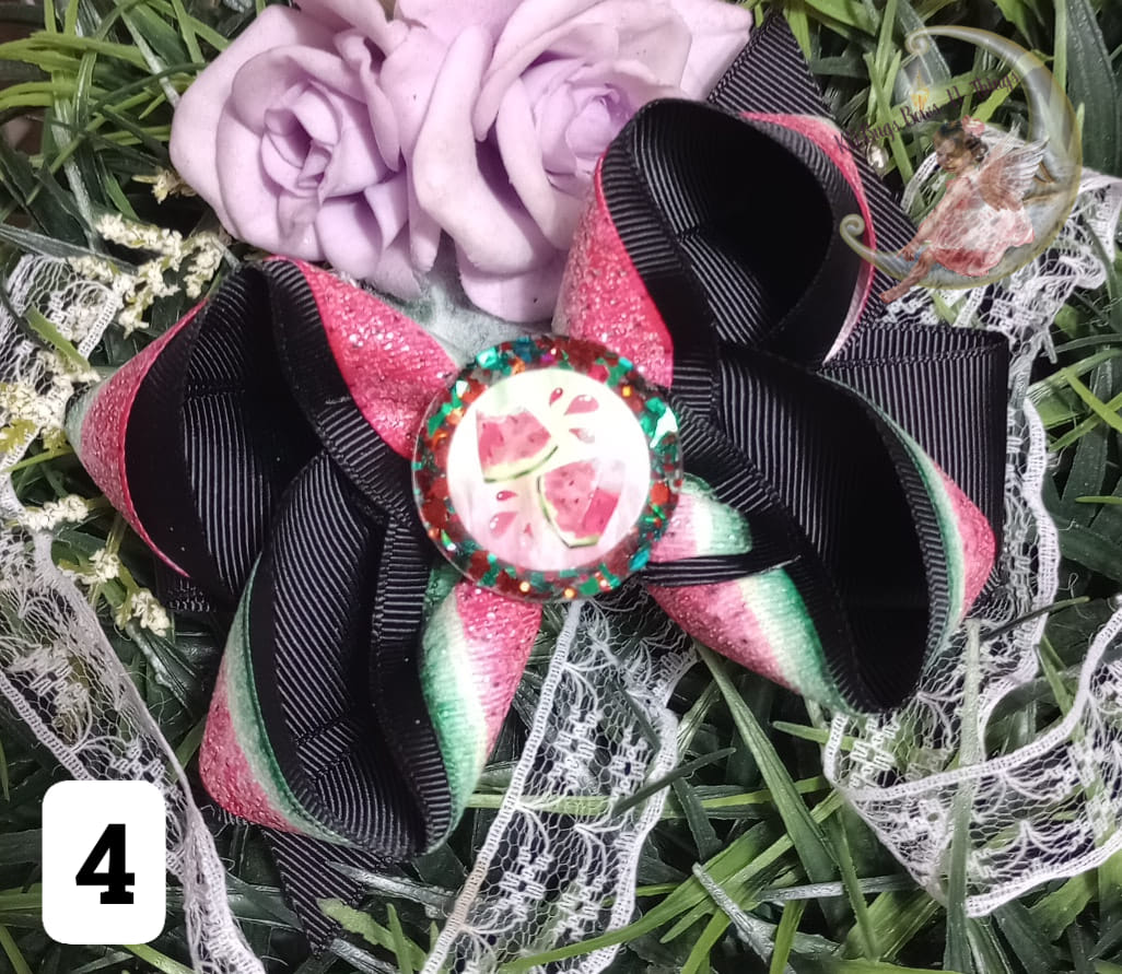 Choose your center Red toned watermelon ribbon bow