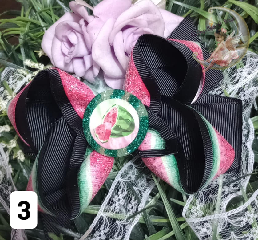 Choose your center Red toned watermelon ribbon bow