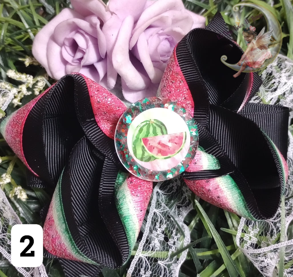 Choose your center Red toned watermelon ribbon bow