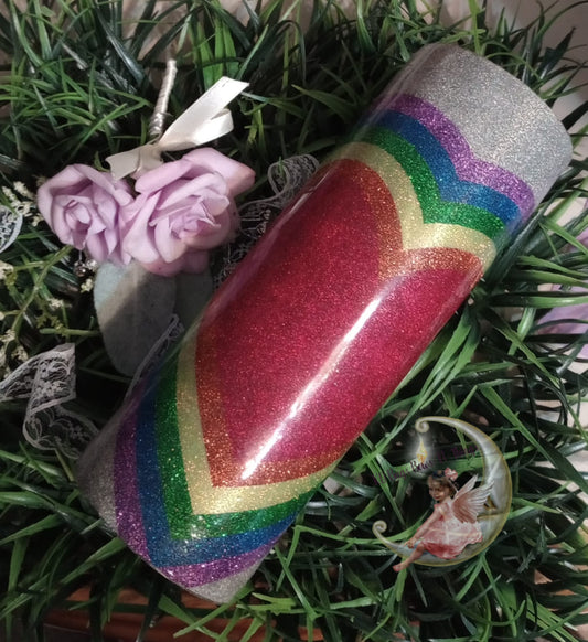 Resin Cup 20 oz Rainbow Heart