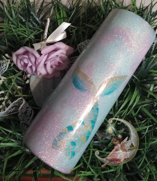 Resin Cup 20 oz Mermaid tail Pastel Rainbow