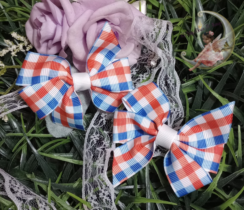 Ribbon Piggies Patriotic Gingham