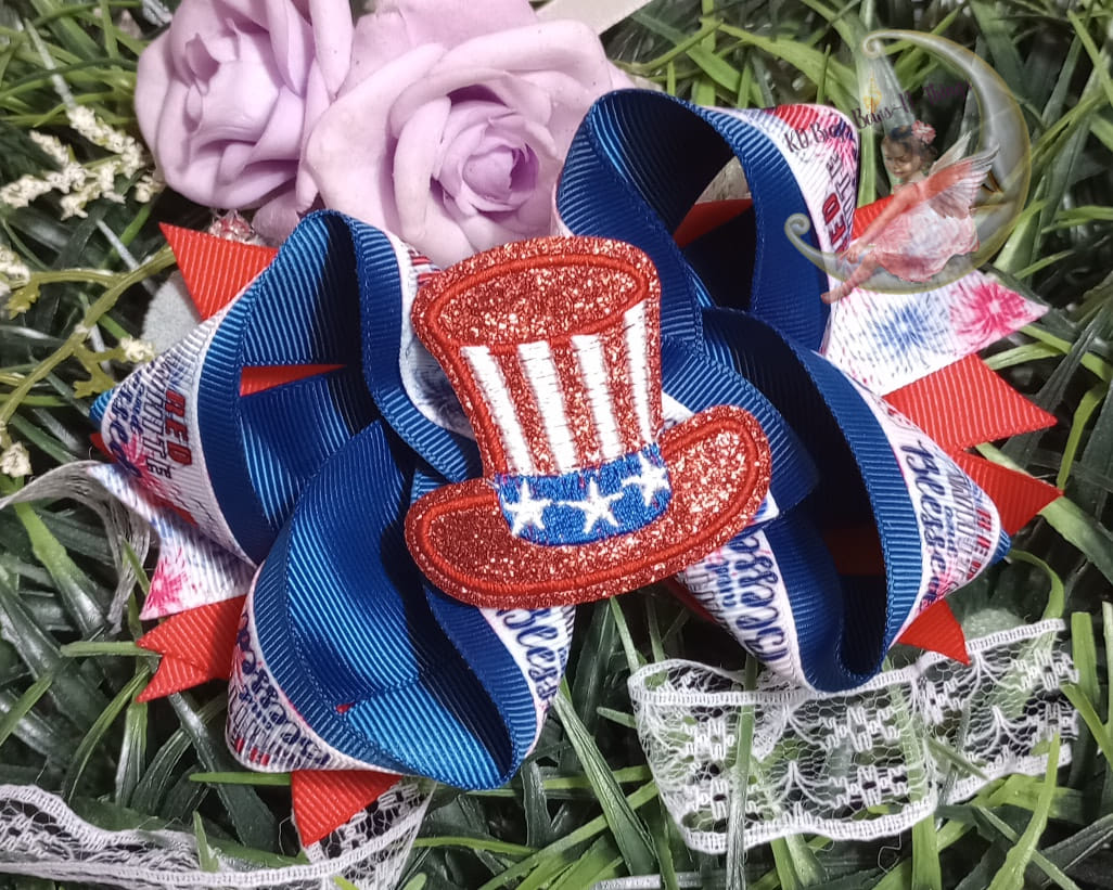 Freedom Hat Patriotic ribbon bow