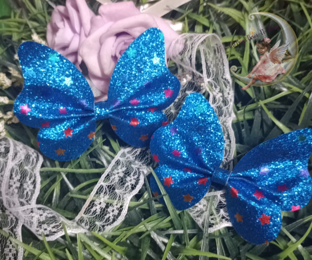 Butterfly Piggies Blue with rainbow stars