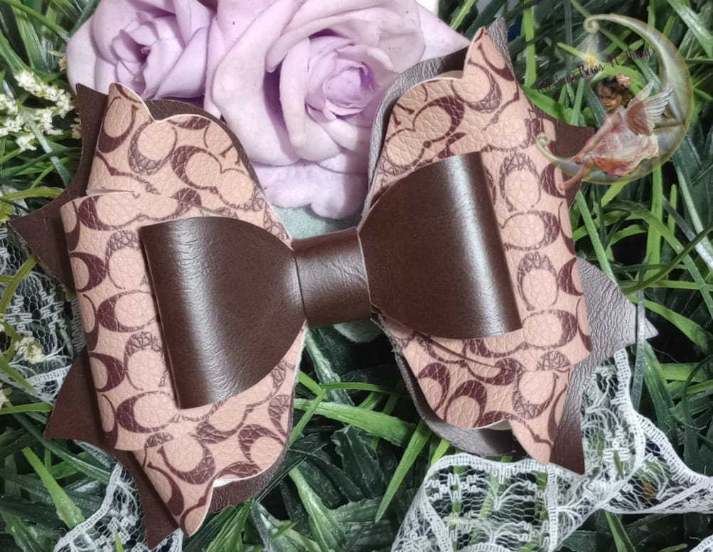 Faux Leather bow Franchi Brown CC with darker brown