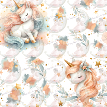 DIGITAL-Seamless Pattern-Boho Unicorn Green and Orange