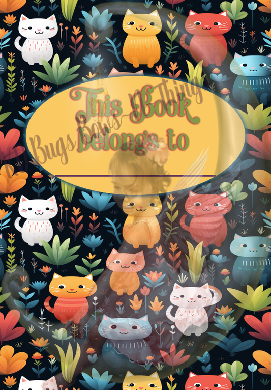 DIGITAL -Composition book cover front and back- BOHO KITTIES