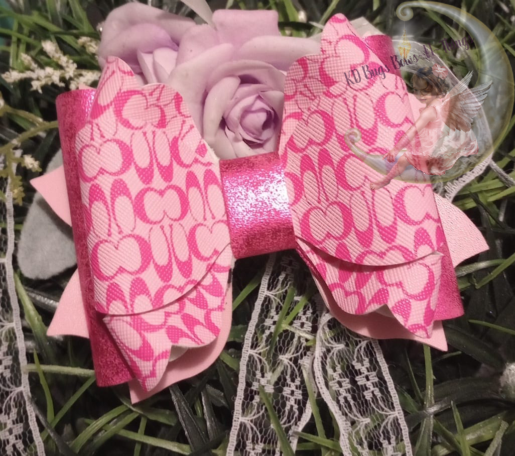 Pink double C designer bow