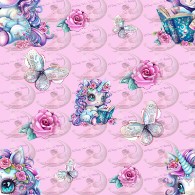 DIGITAL-Seamless Pattern-Reading Unicorn